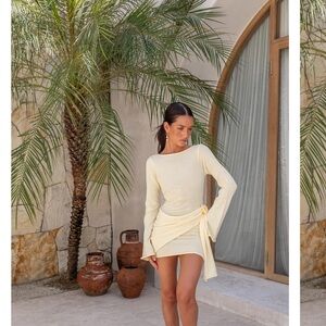 Elegant Cream Long-Sleeve Dress